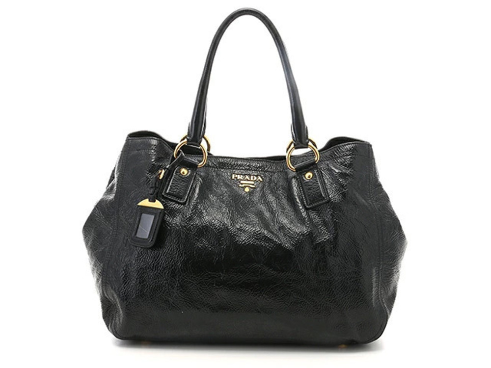 Prada Tote Tessuto Saffiano bag black Patent Vernis leather